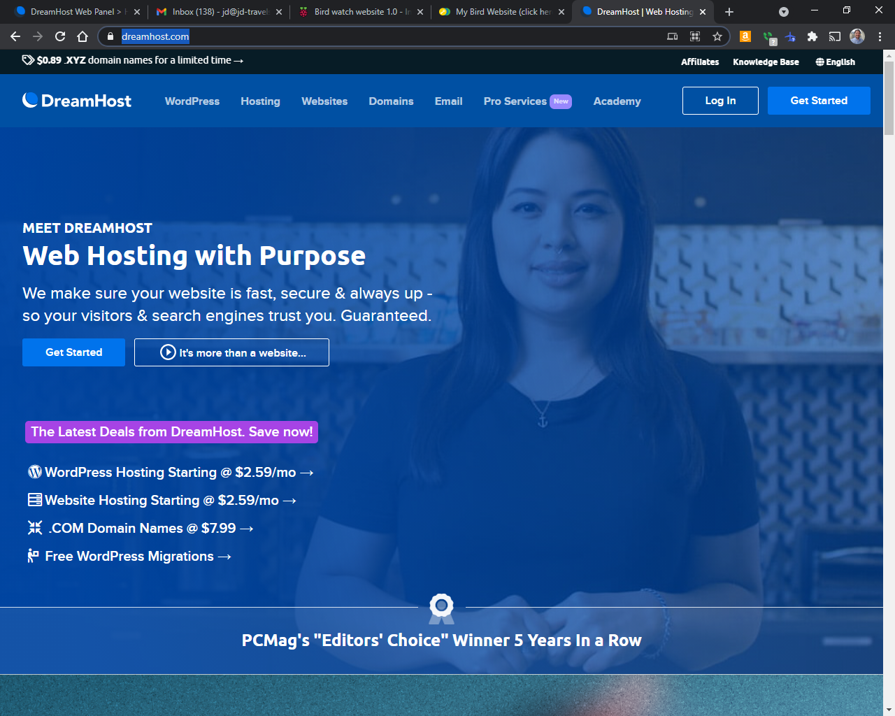 Dreamhost homepage screenshot